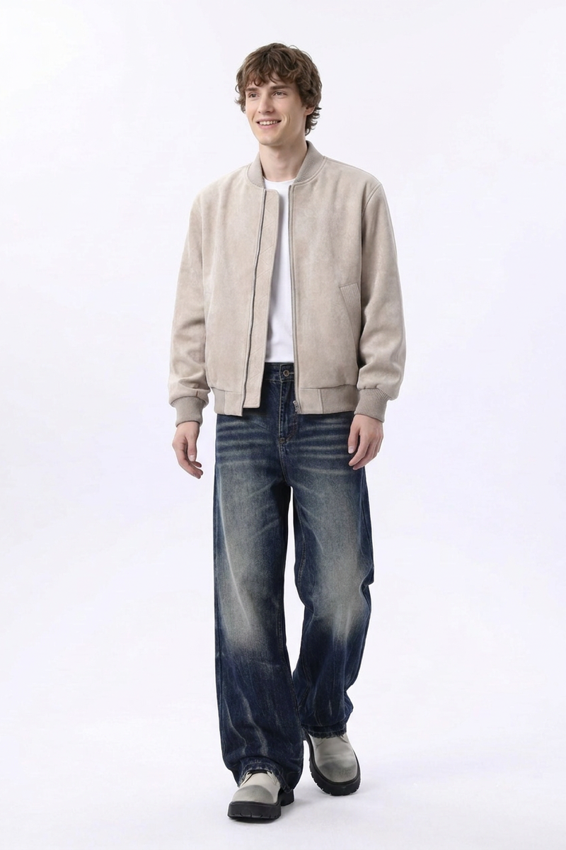 Men's Heavy Wash Straight Leg Jeans