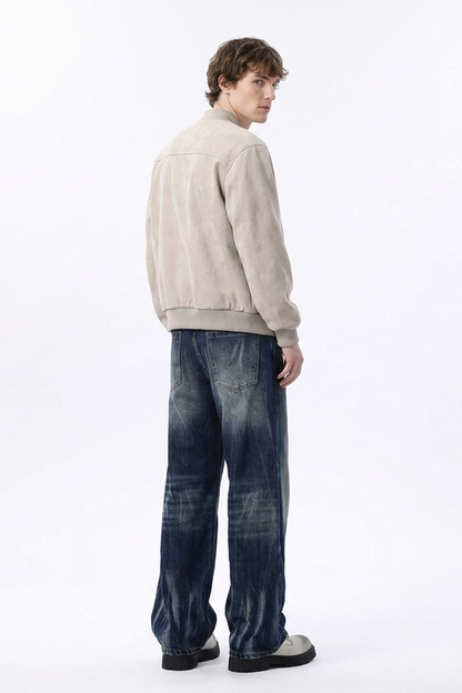 Men's Heavy Wash Straight Leg Jeans