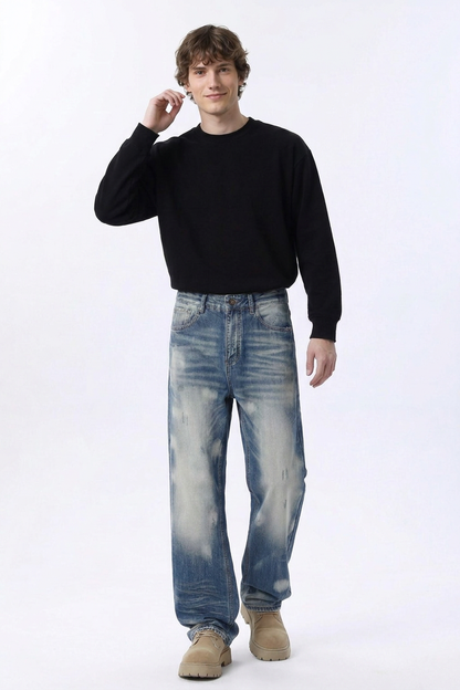 Men's Relaxed Drapey Straight Leg Jeans