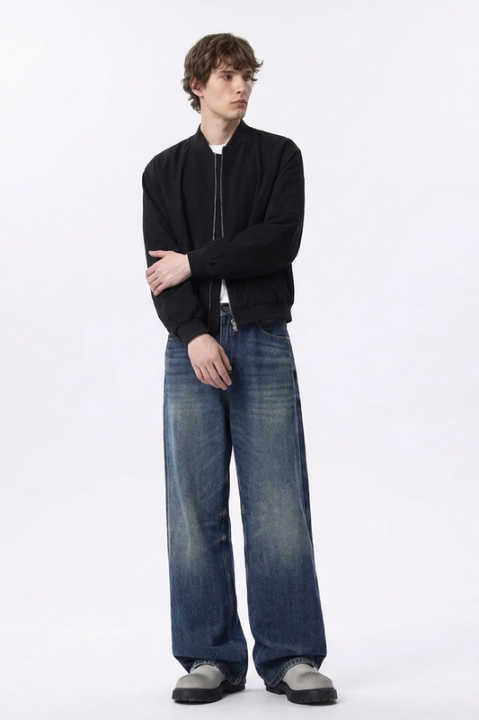 Men's Classic Blue Loose Fit Wide Leg Jeans