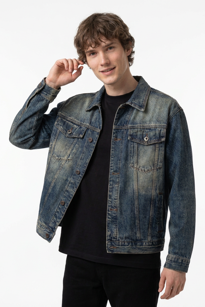 Men's Vintage Dirty Wash Denim Jacket