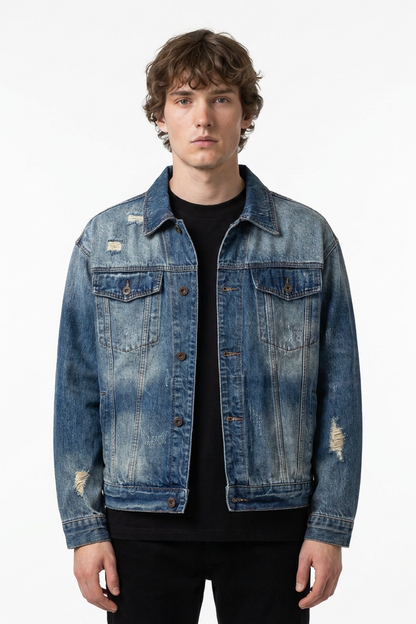 Men's 100% Cotton Vintage Wash Denim Jacket