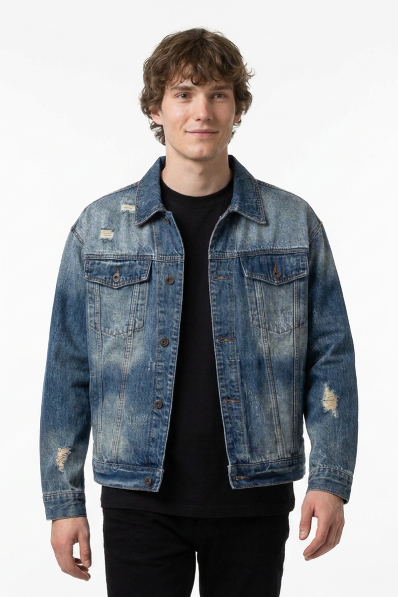 Men's 100% Cotton Vintage Wash Denim Jacket