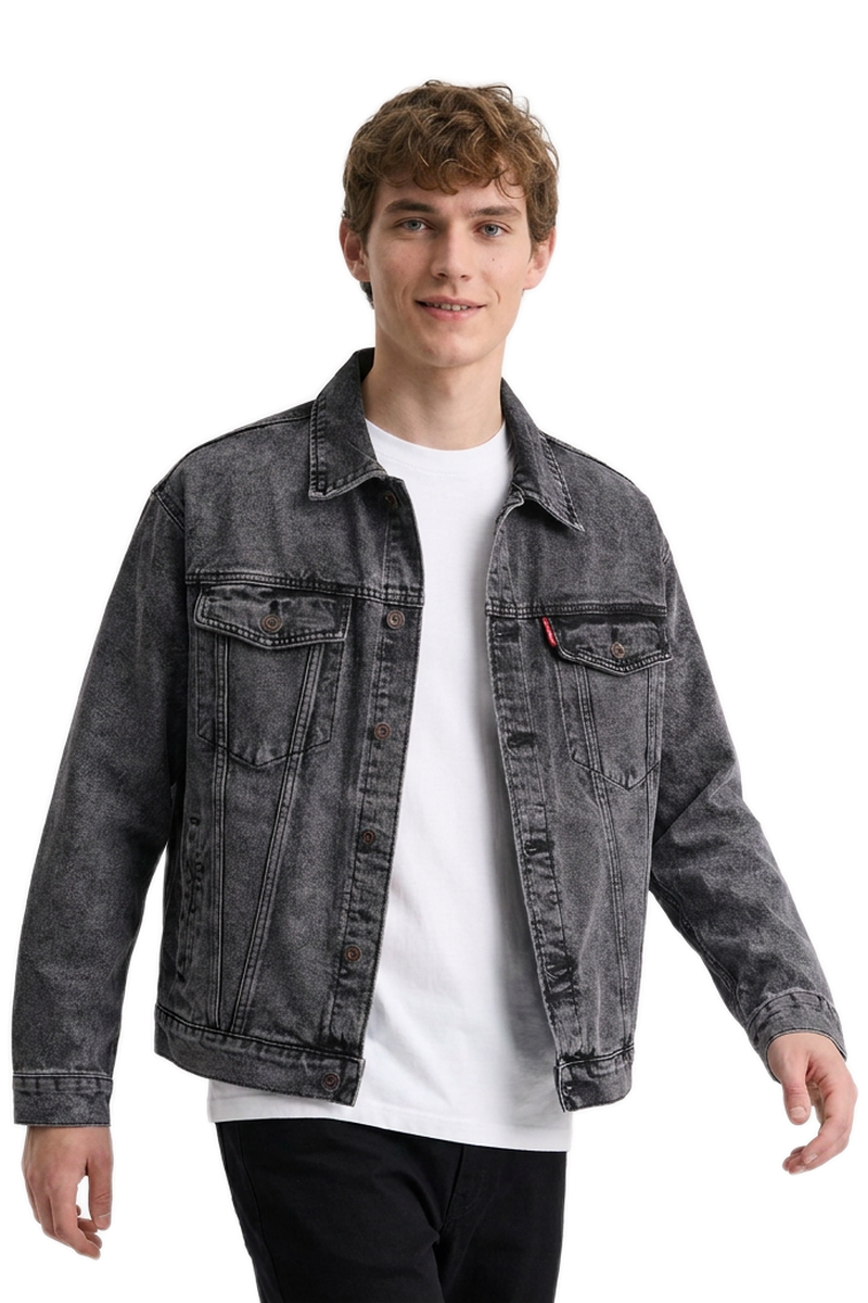Men's Classic Black Grey Denim Jacket