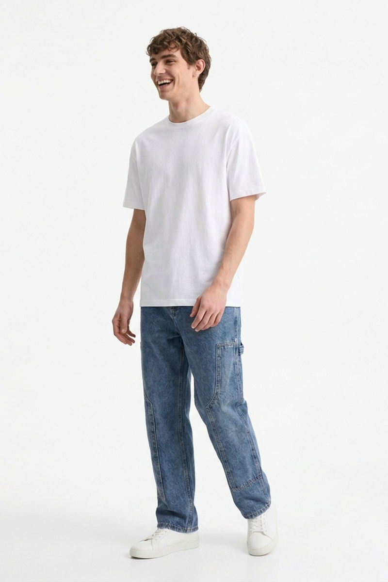 Men's Vintage Blue Straight-Leg Denim Jeans