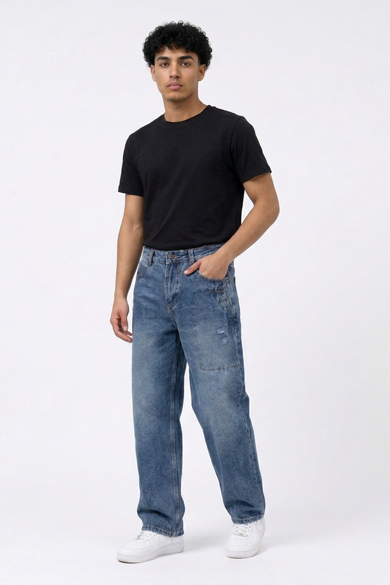 Men's Loose Straight-Leg Denim Jeans