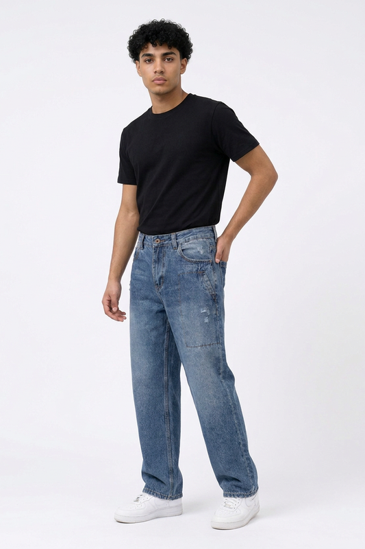 Men's Loose Straight-Leg Denim Jeans
