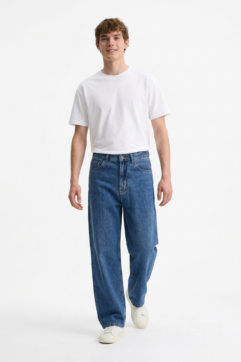 Men's Classic Mid Blue Straight-Leg Jeans