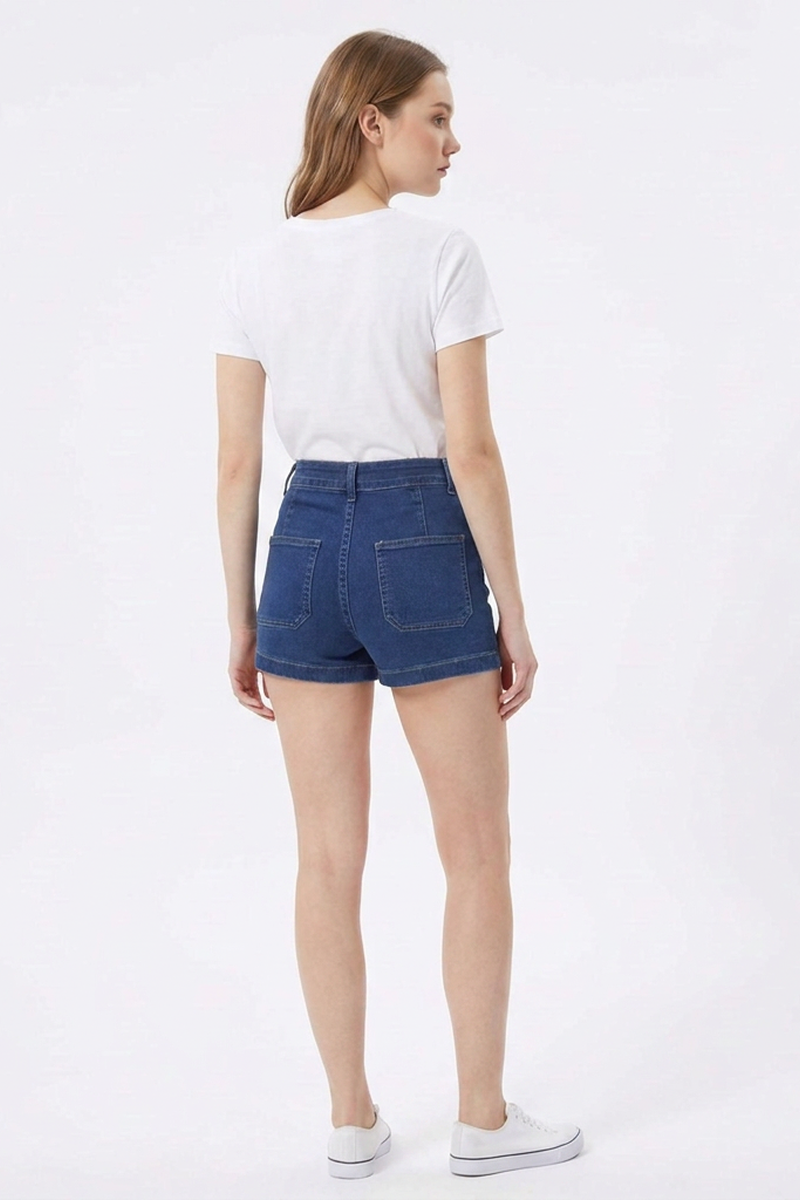 Women's Blue High-Waisted Denim Shorts