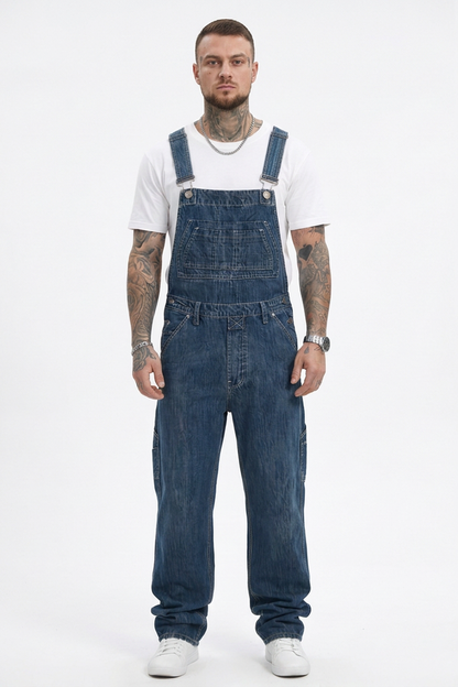 Men's Vintage Wash Denim Overalls