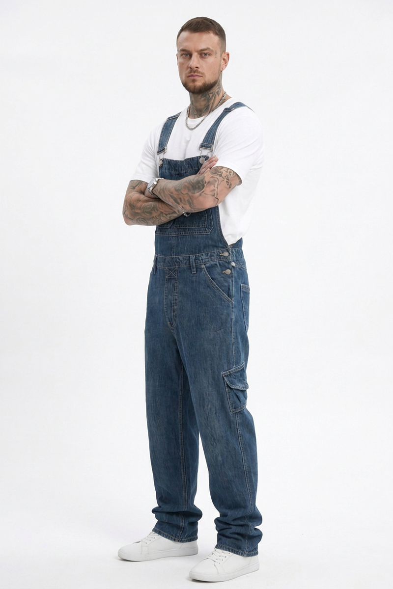 Men's Vintage Wash Denim Overalls