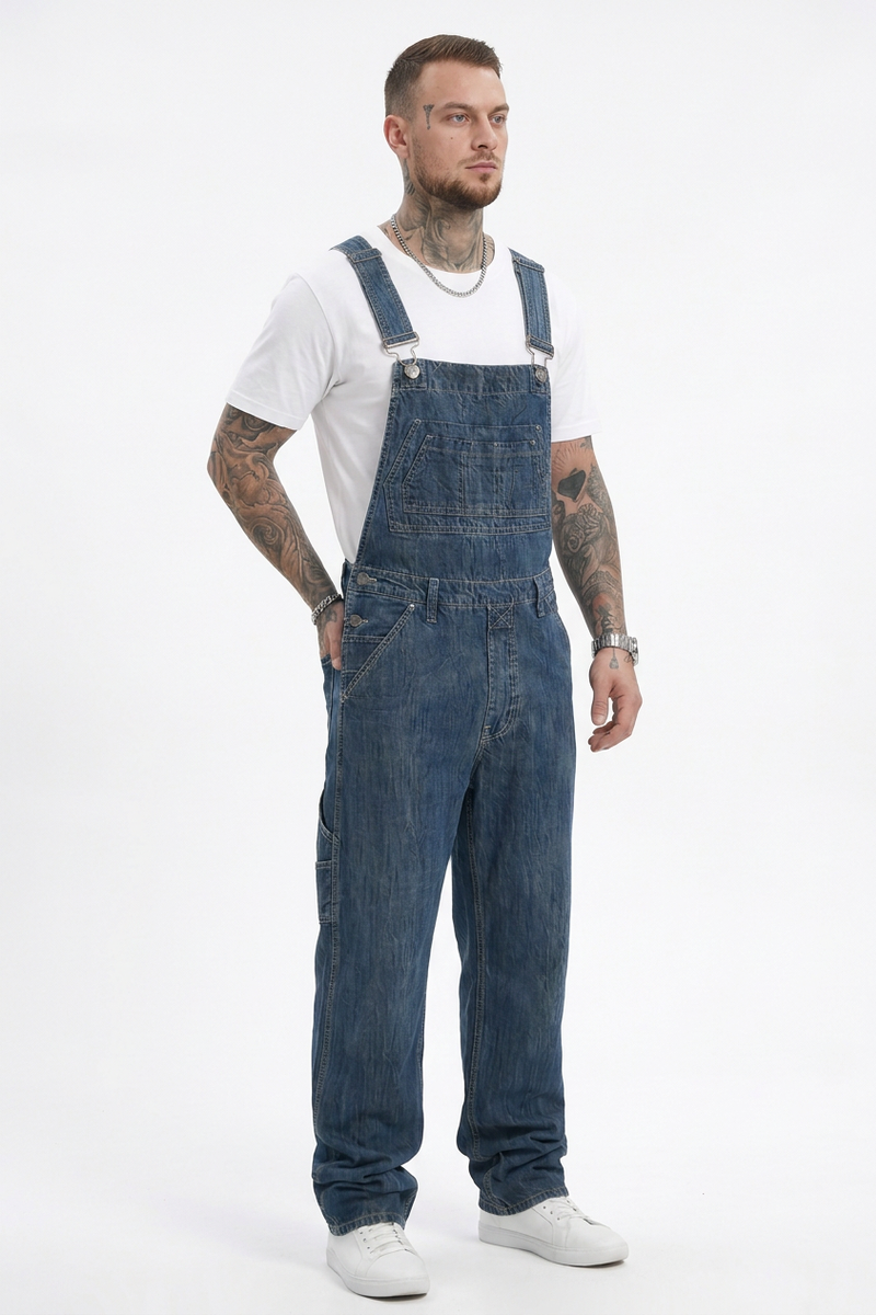Men's Vintage Wash Denim Overalls