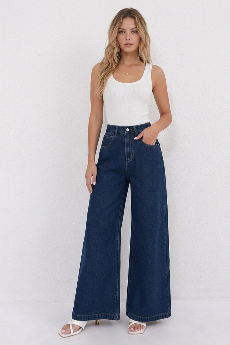 Women's High-Waisted Wide-Leg Jeans
