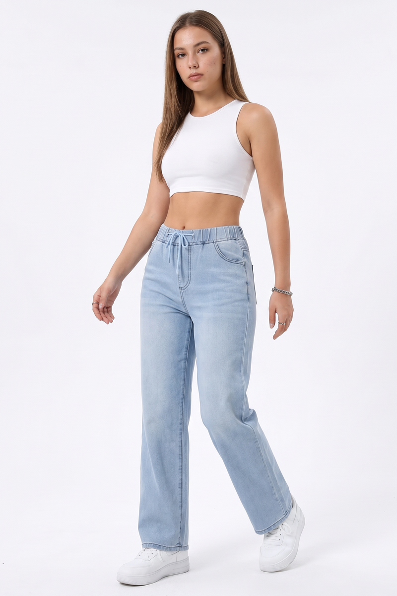 Women's Drawstring Straight-Leg Jeans