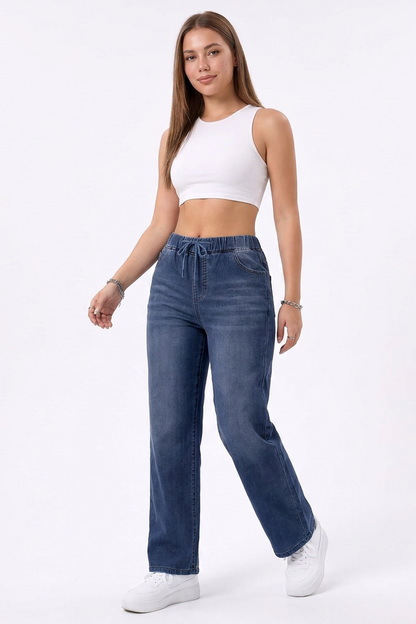 Women's Drawstring Straight-Leg Jeans