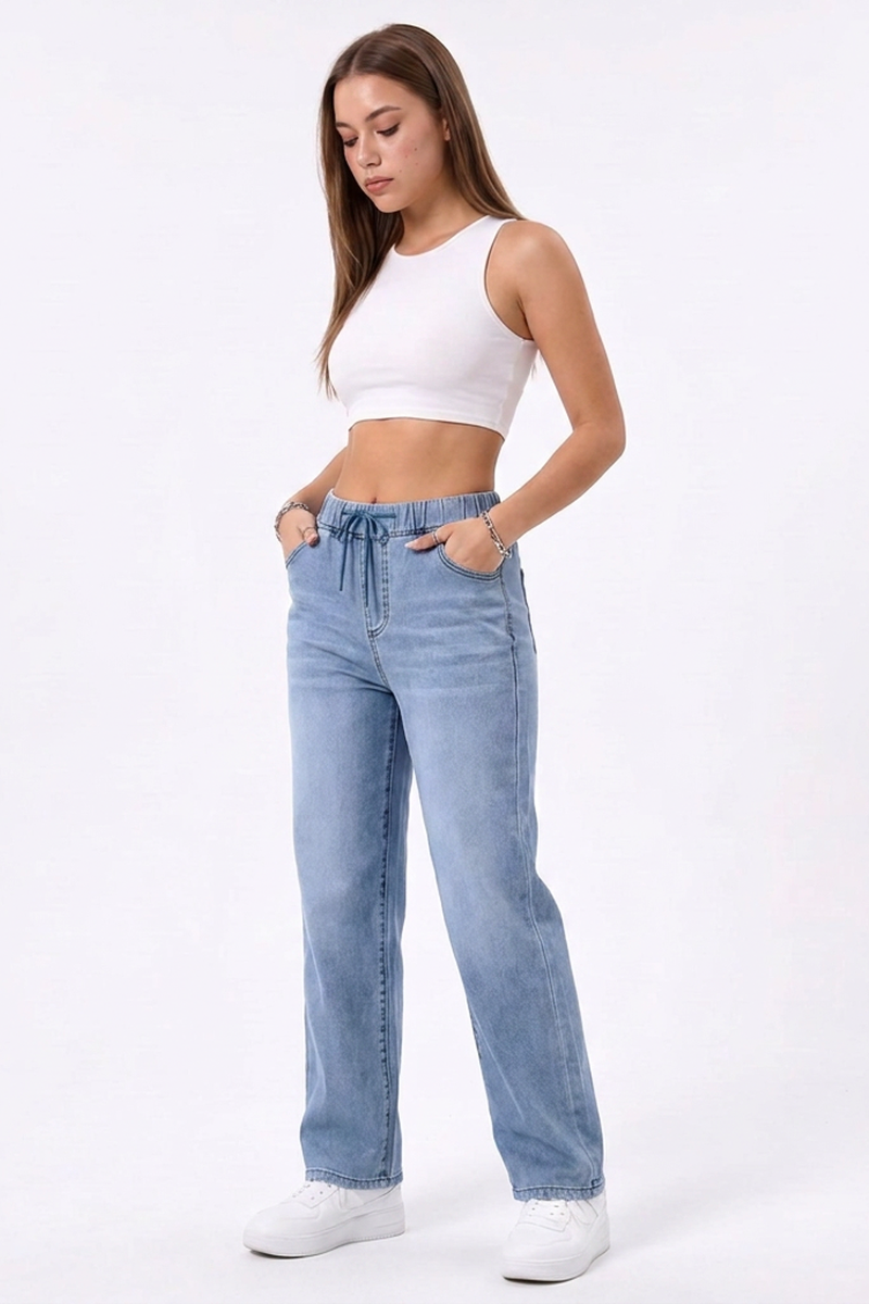 Women's Drawstring Straight-Leg Jeans