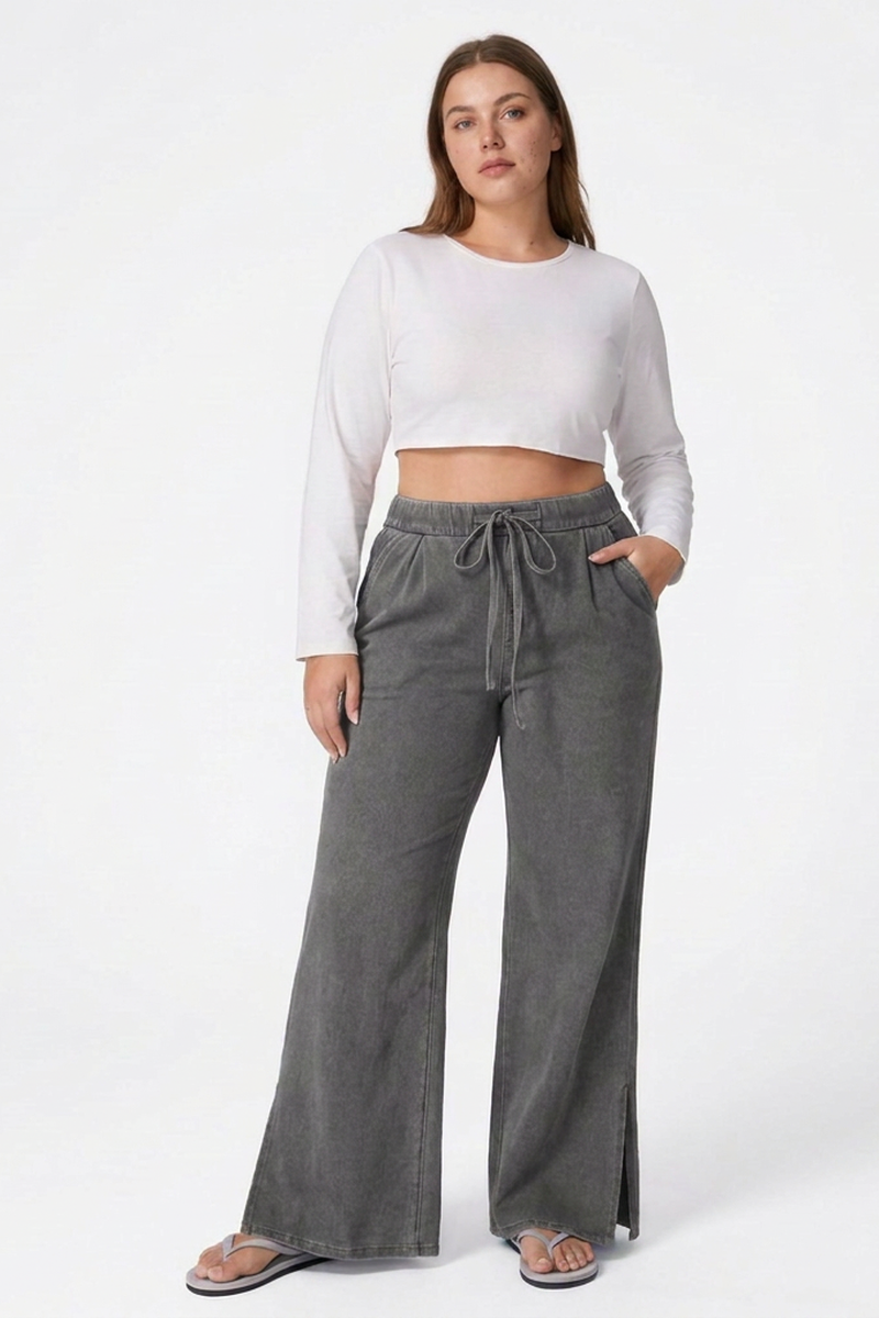 Women's Drawstring Wide-Leg Jeans