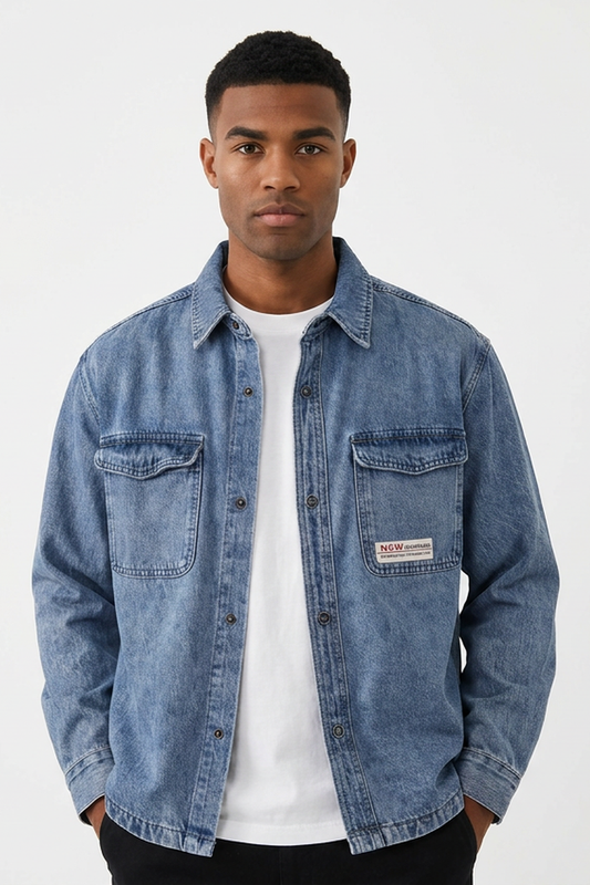 Men's Cotton Soft Denim Shirt Jacket
