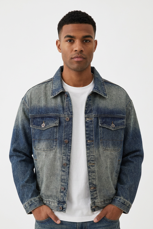 Men's Classic Vintage Blue Relaxed Fit Denim Jacket