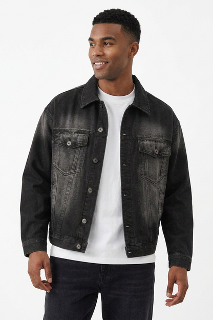 Men's Black Wash Classic Fit Denim Jacket