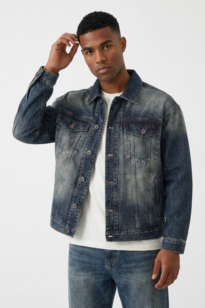 Men's Vintage Classic Western Wash Denim Jacket