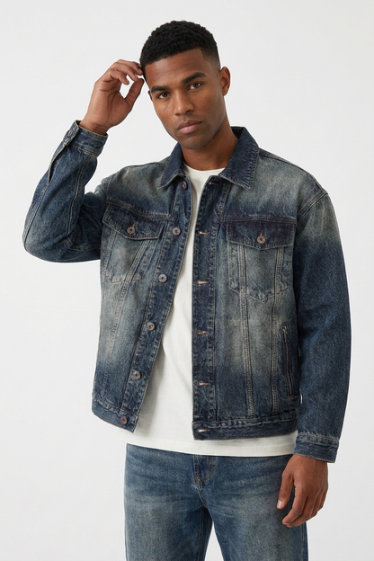 Men's Vintage Classic Western Wash Denim Jacket
