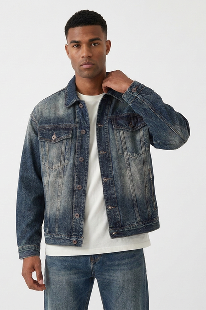 Men's Vintage Classic Western Wash Denim Jacket