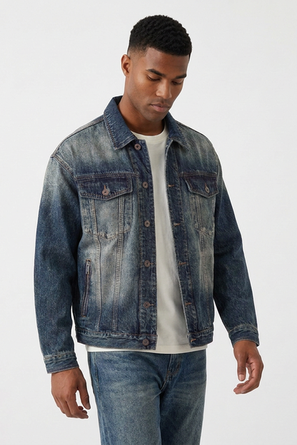 Men's Vintage Classic Western Wash Denim Jacket