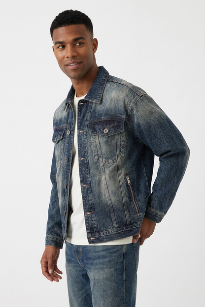 Men's Vintage Classic Western Wash Denim Jacket