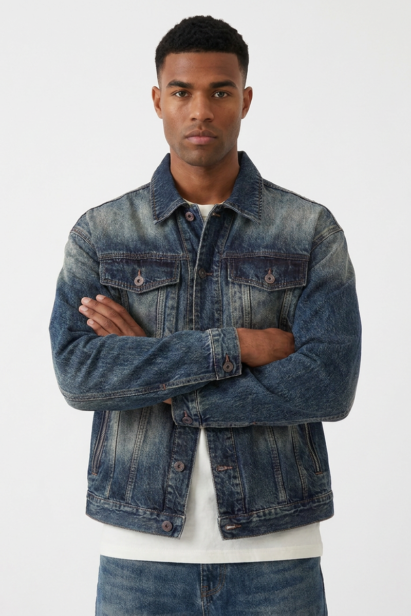 Men's Vintage Classic Western Wash Denim Jacket