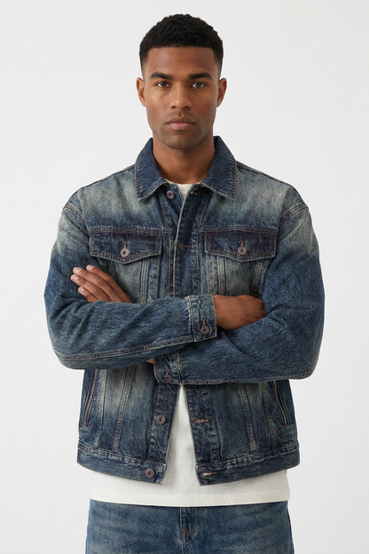 Men's Vintage Classic Western Wash Denim Jacket