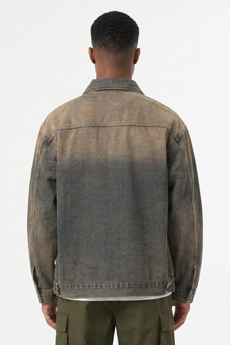 Men's Retro Dirty Wash Wasteland Style Denim Jacket