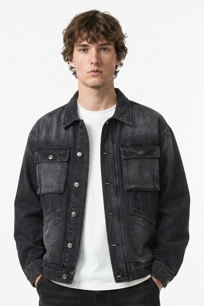 Men's Retro Workwear Washed Denim Jacket