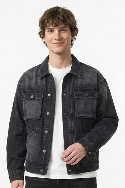 Men's Retro Workwear Washed Denim Jacket