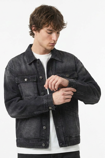 Men's Retro Workwear Washed Denim Jacket