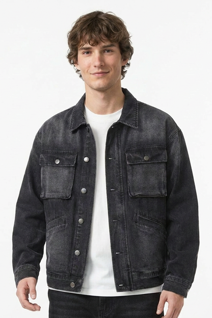 Men's Retro Workwear Washed Denim Jacket
