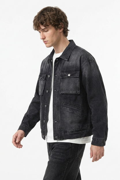 Men's Retro Workwear Washed Denim Jacket
