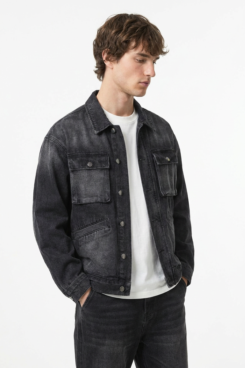 Men's Retro Workwear Washed Denim Jacket