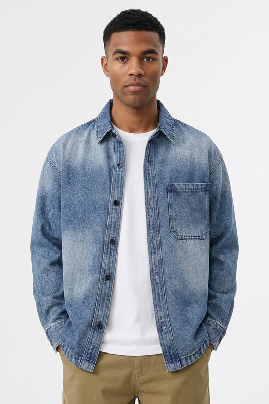 Men's Relaxed Fit Classic Denim Shirt Jacket