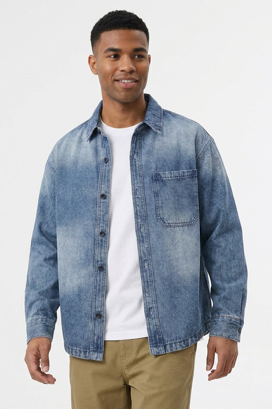 Men's Relaxed Fit Classic Denim Shirt Jacket