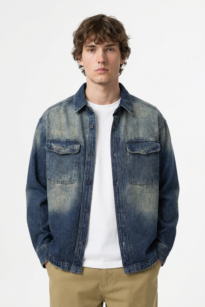 Men's Vintage Wash Denim Shirt Jacket