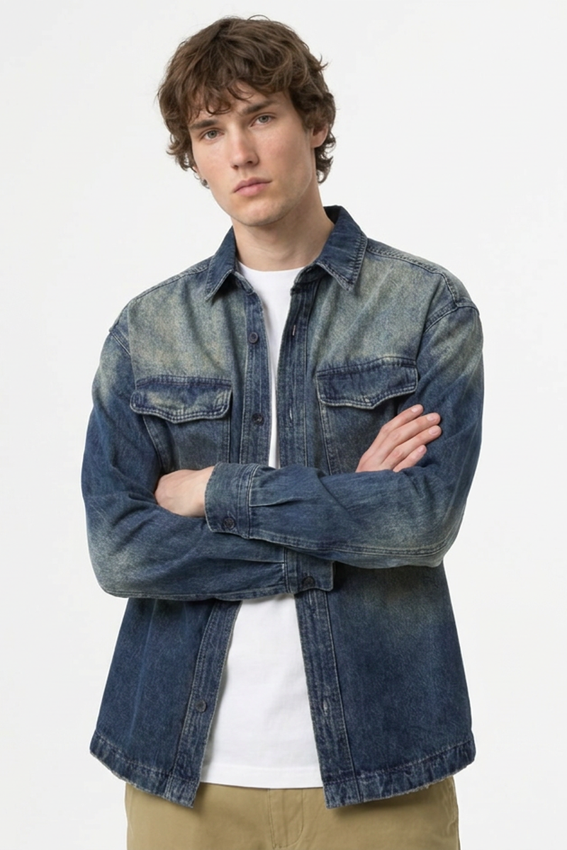 Men's Vintage Wash Denim Shirt Jacket