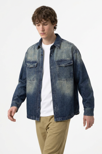 Men's Vintage Wash Denim Shirt Jacket