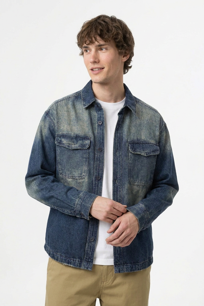 Men's Vintage Wash Denim Shirt Jacket
