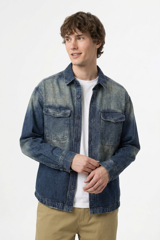 Men's Vintage Wash Denim Shirt Jacket