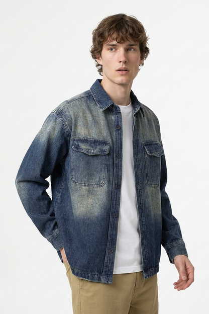 Men's Vintage Wash Denim Shirt Jacket