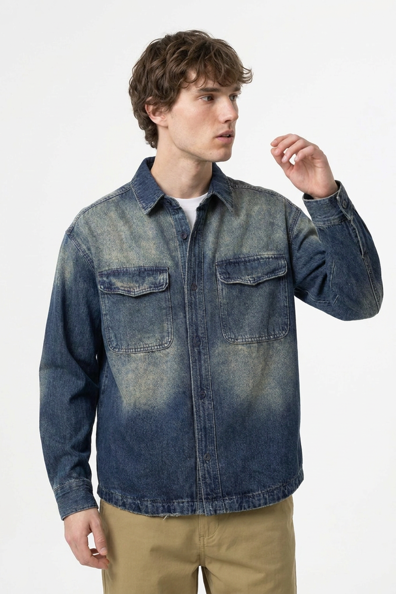 Men's Vintage Wash Denim Shirt Jacket
