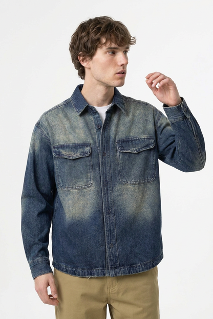 Men's Vintage Wash Denim Shirt Jacket