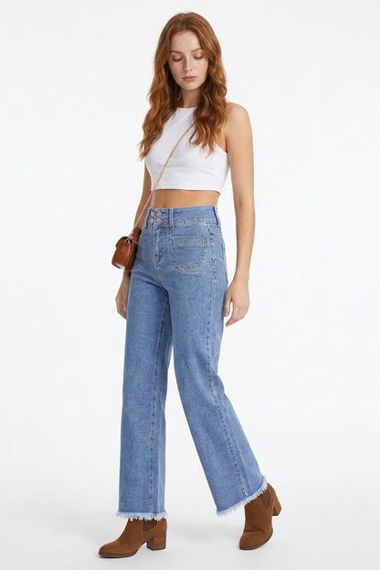 Women's Vintage Wash High-Waisted Straight Jeans