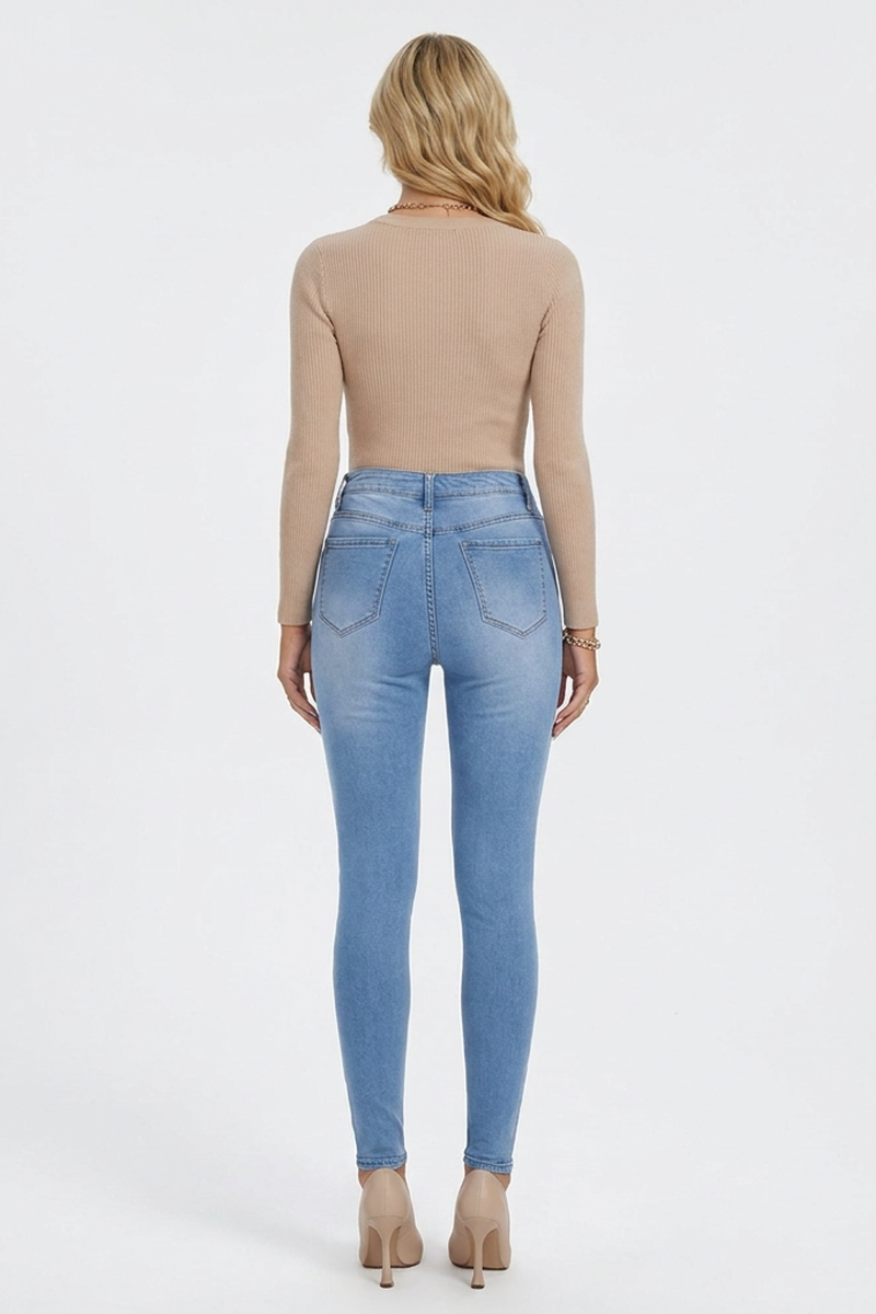 Women's Classic Blue High-Waisted Stretch Skinny Jeans
